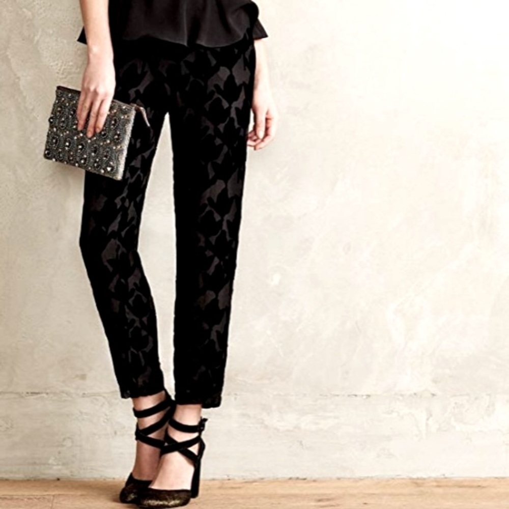 Anthropologie Harlyn Velvet Burnout Pants Sz 12